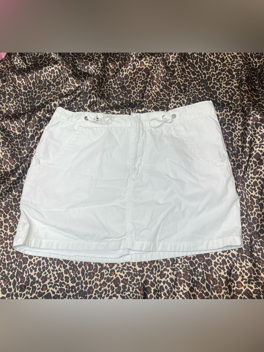Harlow White Drawstring Cargo Mini Skirt